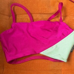 Tiger Friday CL Hot Pink Colorblock Bikini Top with Mint Accent Perf condition